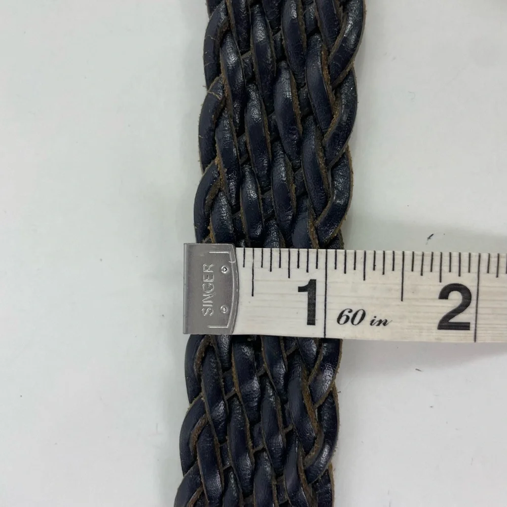 Talbots Navy Blue Braided‎ Leather Belt